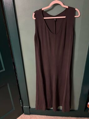 Eileen Fisher Sleeveless V-Neck Midi Dress in Dark Brown